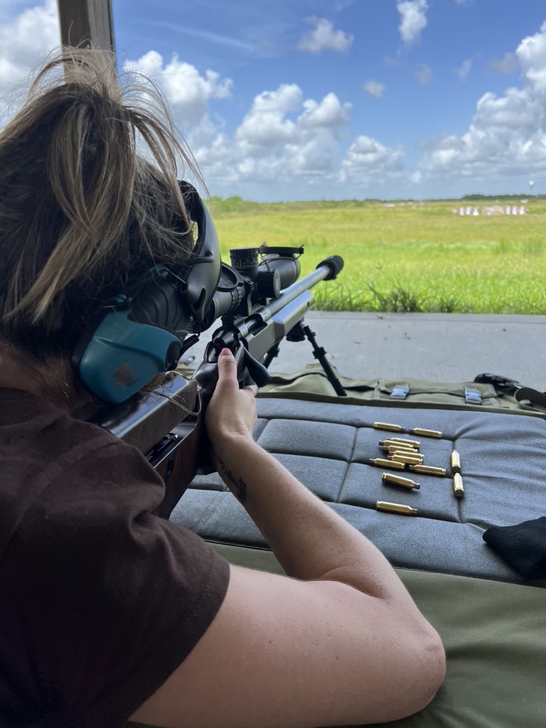 Student practicing precision rifle shooting