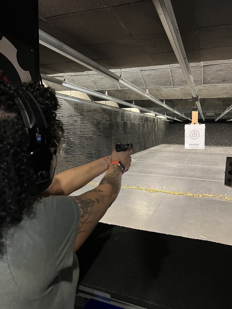 Student practicing at an indoor range